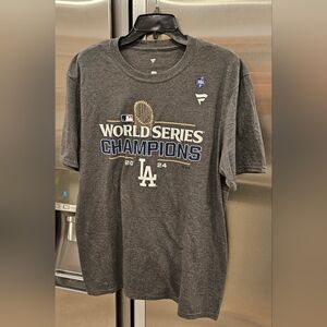 💕DODGERS💕 2024 World Series Champions T-Shirt ~ Grey Men's Size Large NEW